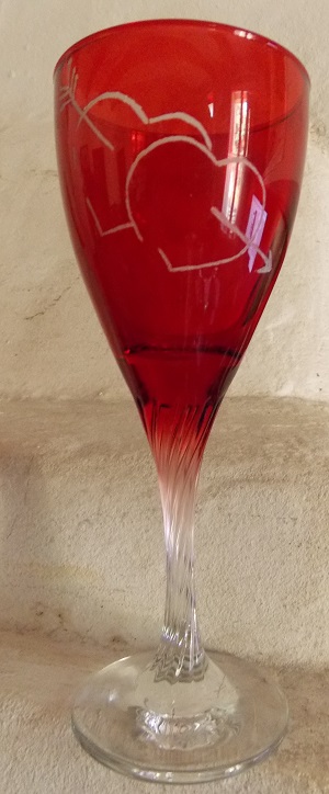 coeur/fleche verre champagne rouge R